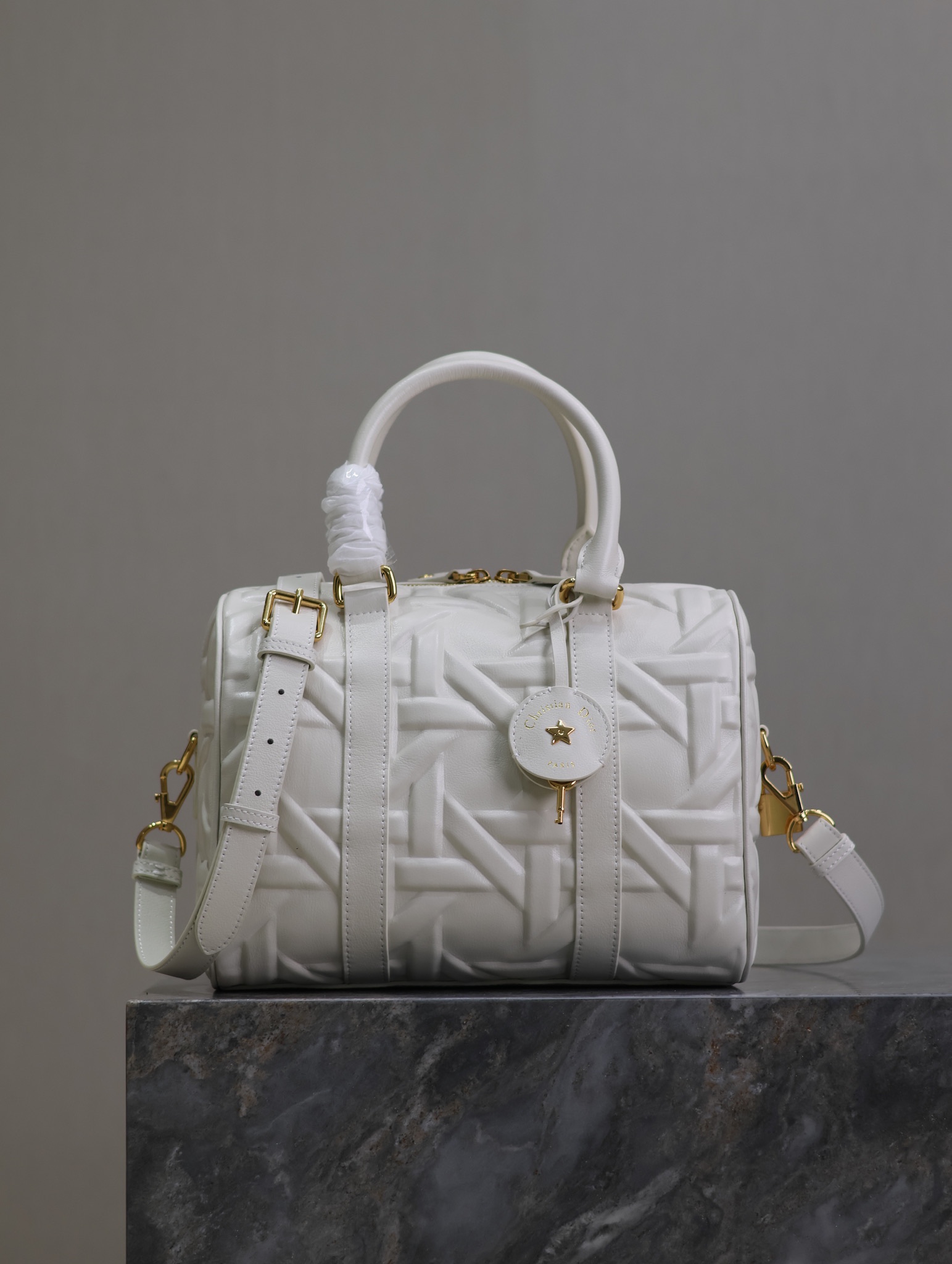 Dior Groove 25 Bag White Graphic Cannage Calfskin